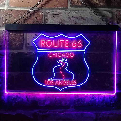 Chicago to LA Route 66 Dual LED Neon Light Sign